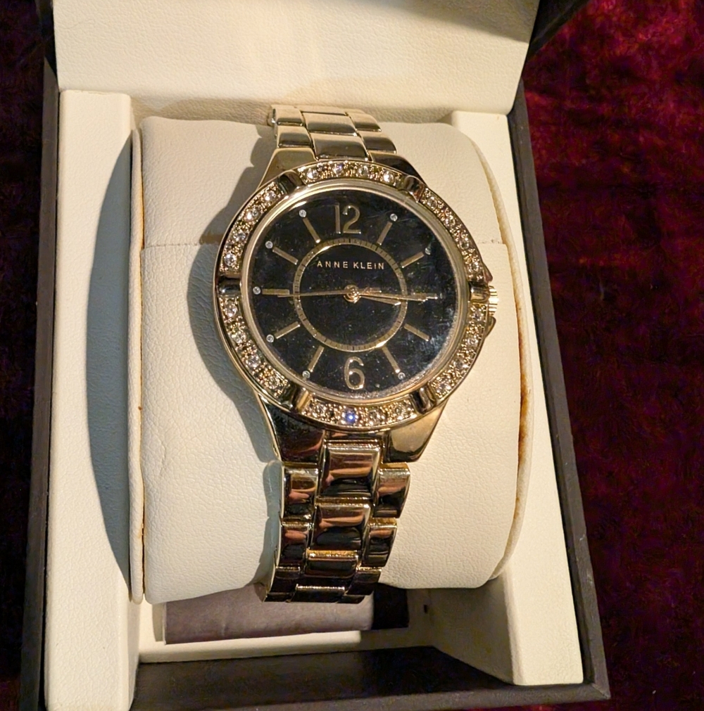 Anne Klein Black Dial Silver Bracelet Watch - Picture 4 of 7
